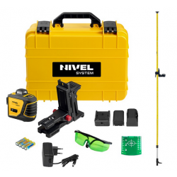 Laser krzyżowy zielony 360° Nivel System CL3D-G + Tyczka LP-33