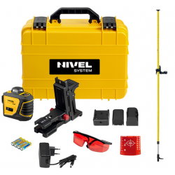 Laser krzyżowy czerwony 360° Nivel System CL3D + Tyczka LP-33